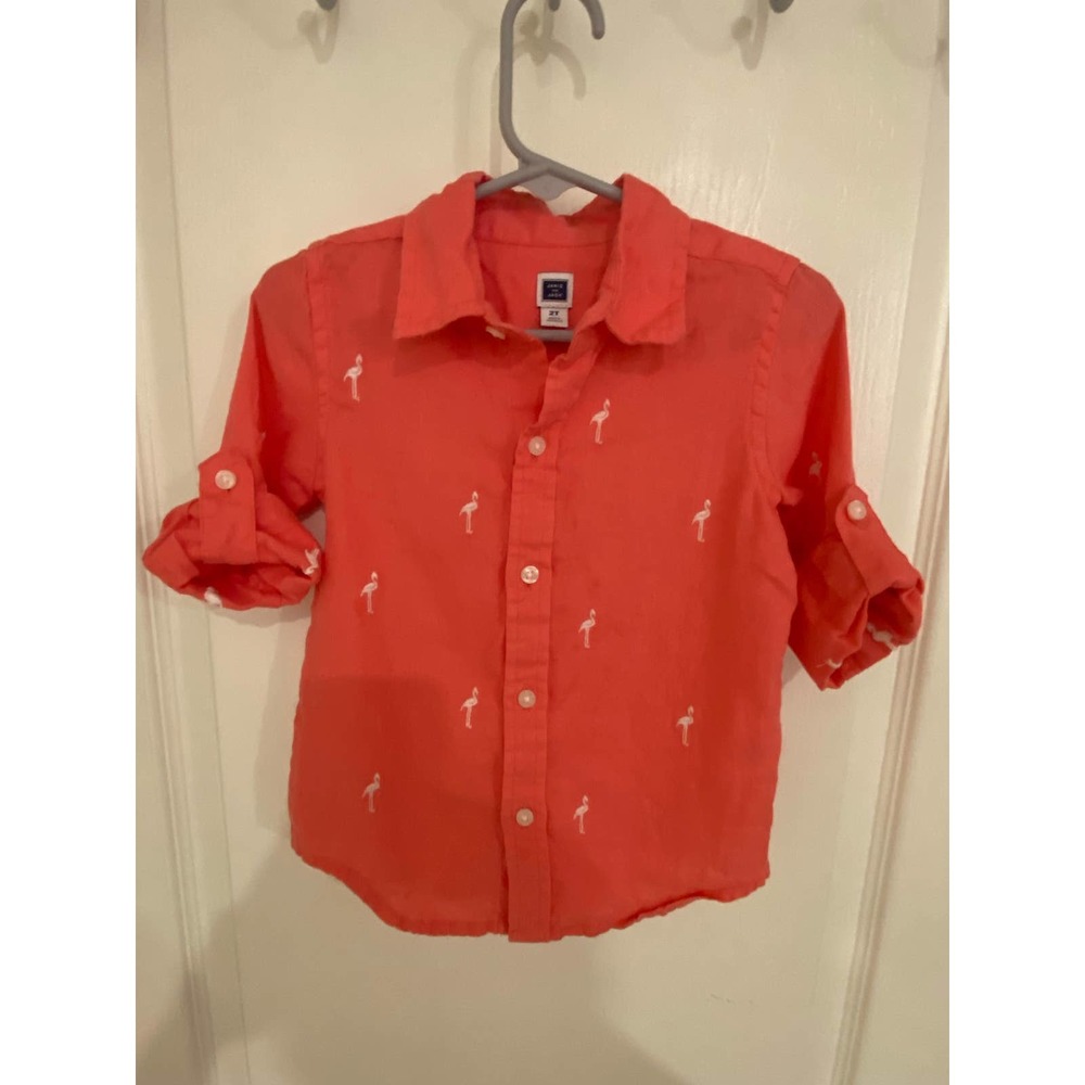 Janie & Jack 2T Flamingo Button Down Shirt